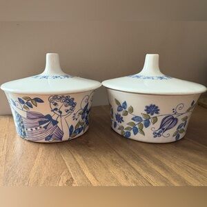 2 Vintage Figgio Flint Norway Turi Design LOTTE Lidded Dishes Made in Norway EUC